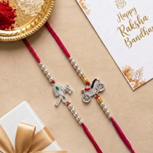 Lords Jewels Silver Rakhi for Raksha Bandhan Pack of 2