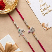 Lords Jewels Silver Rakhi for Raksha Bandhan Pack of 2
