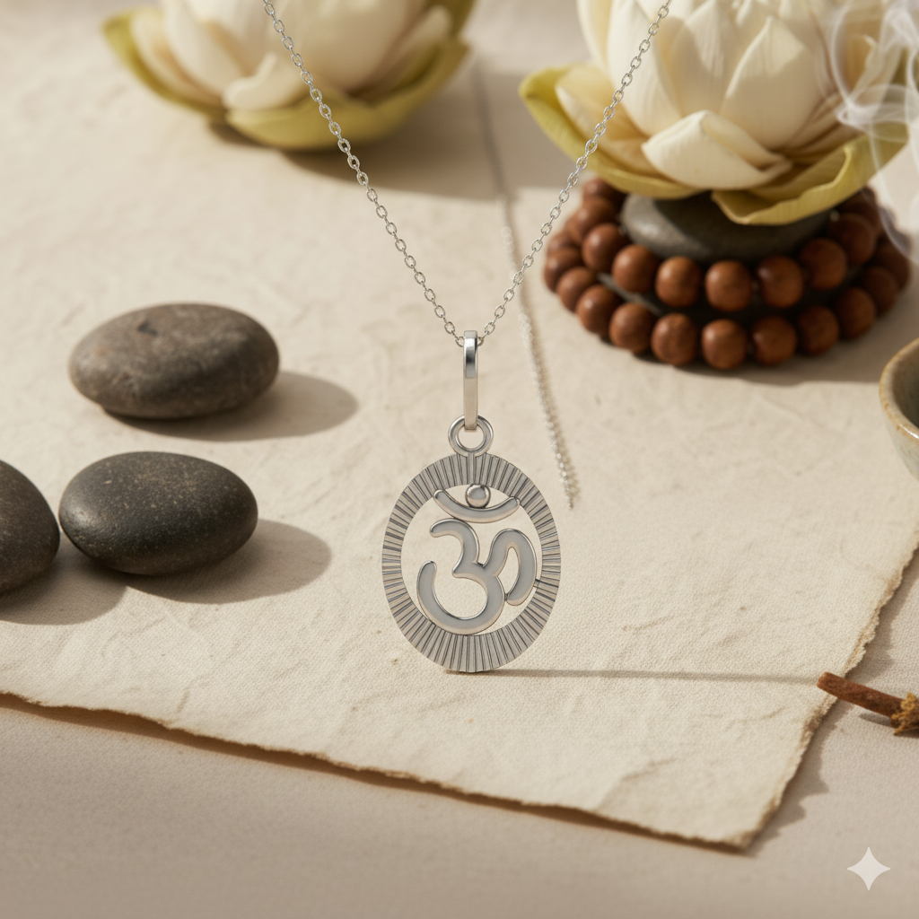 925 Sterling Silver Om Pendant