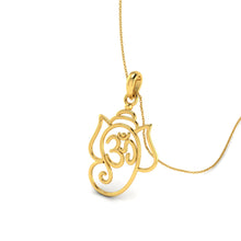 Lord Ganesha OM Spiritual 18 KT Yellow Gold Pendant