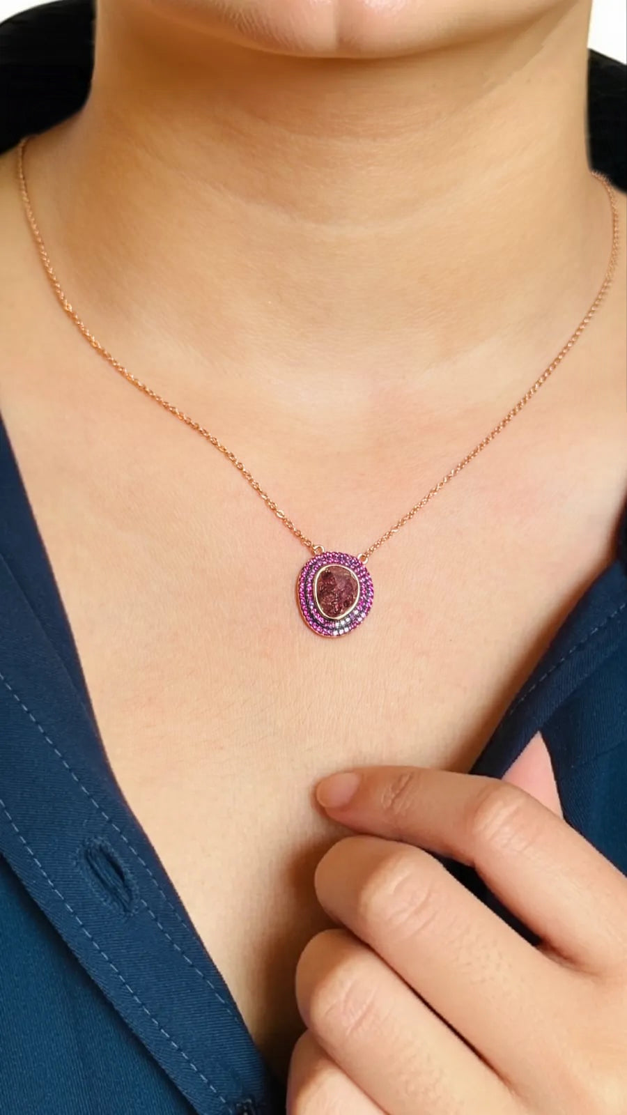 LORDS JEWELS 92.5 Silver Glow Pendant with Chain