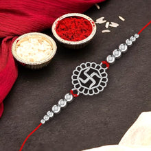Lords Jewels Swastik Silver Rakhi (SR001) + 5 Grams 999 Purity Silver Coin Raksha Bandhan Combo