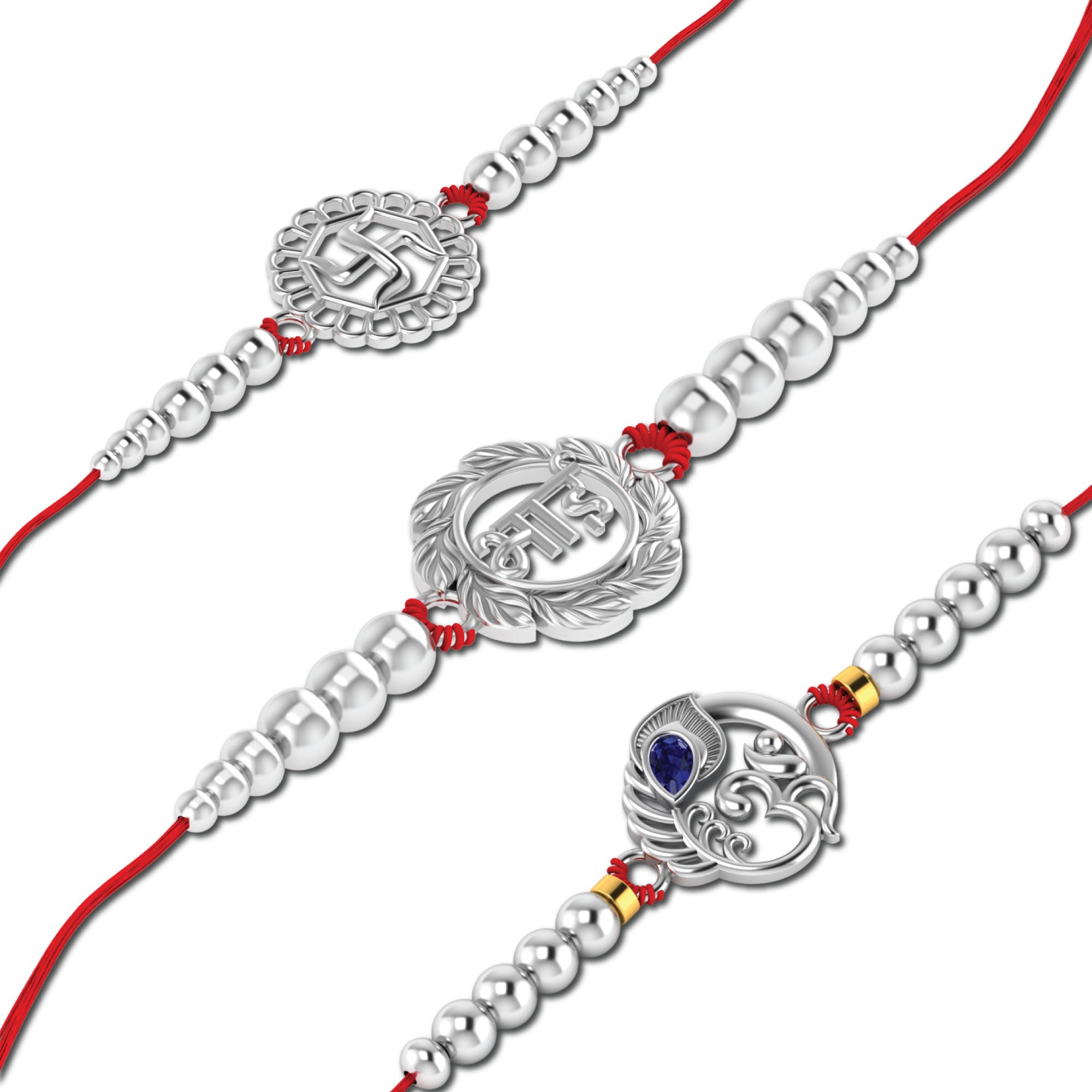 Lords Jewels Silver Rakhi for Raksha Bandhan Pack of 3
