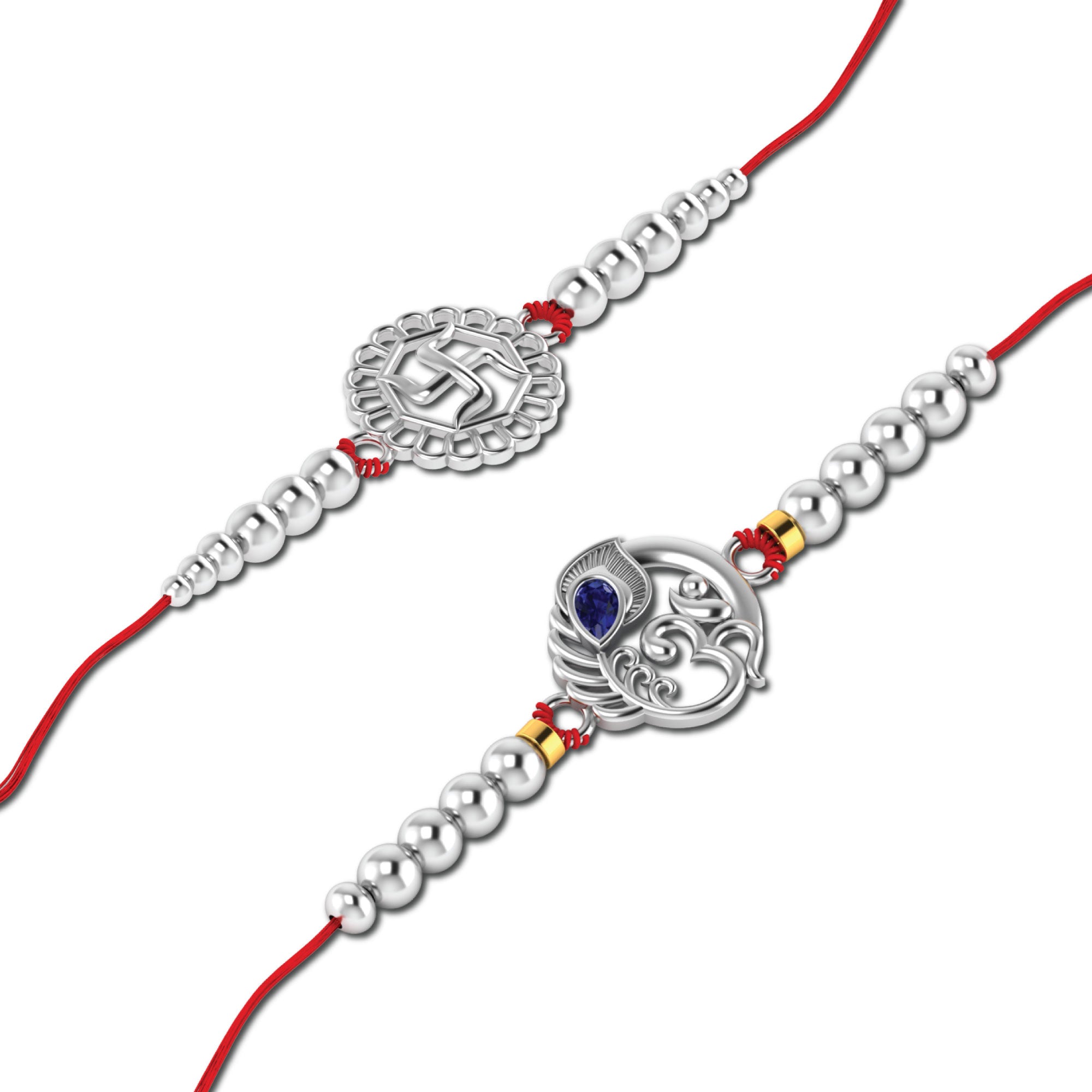 Lords Jewels Silver Rakhi for Raksha Bandhan Pack of 2