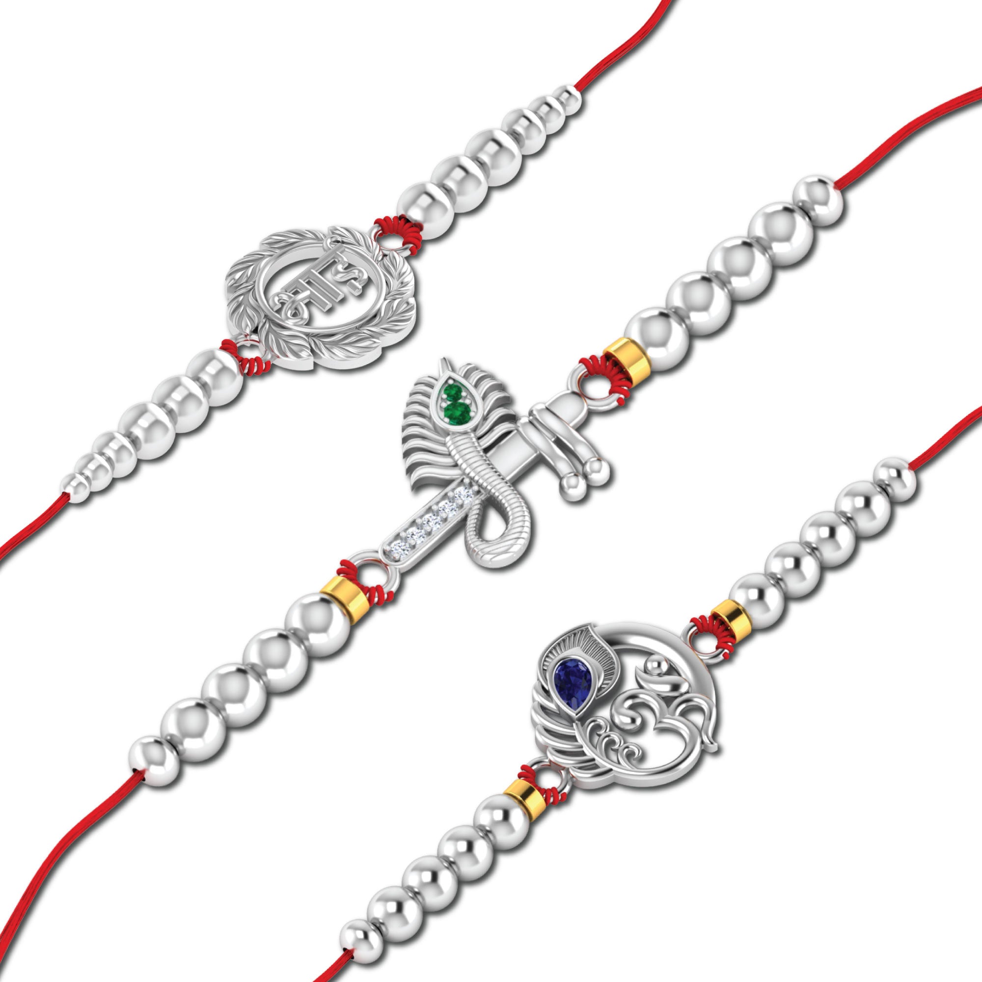 Lords Jewels Silver Rakhi for Raksha Bandhan Pack of 3