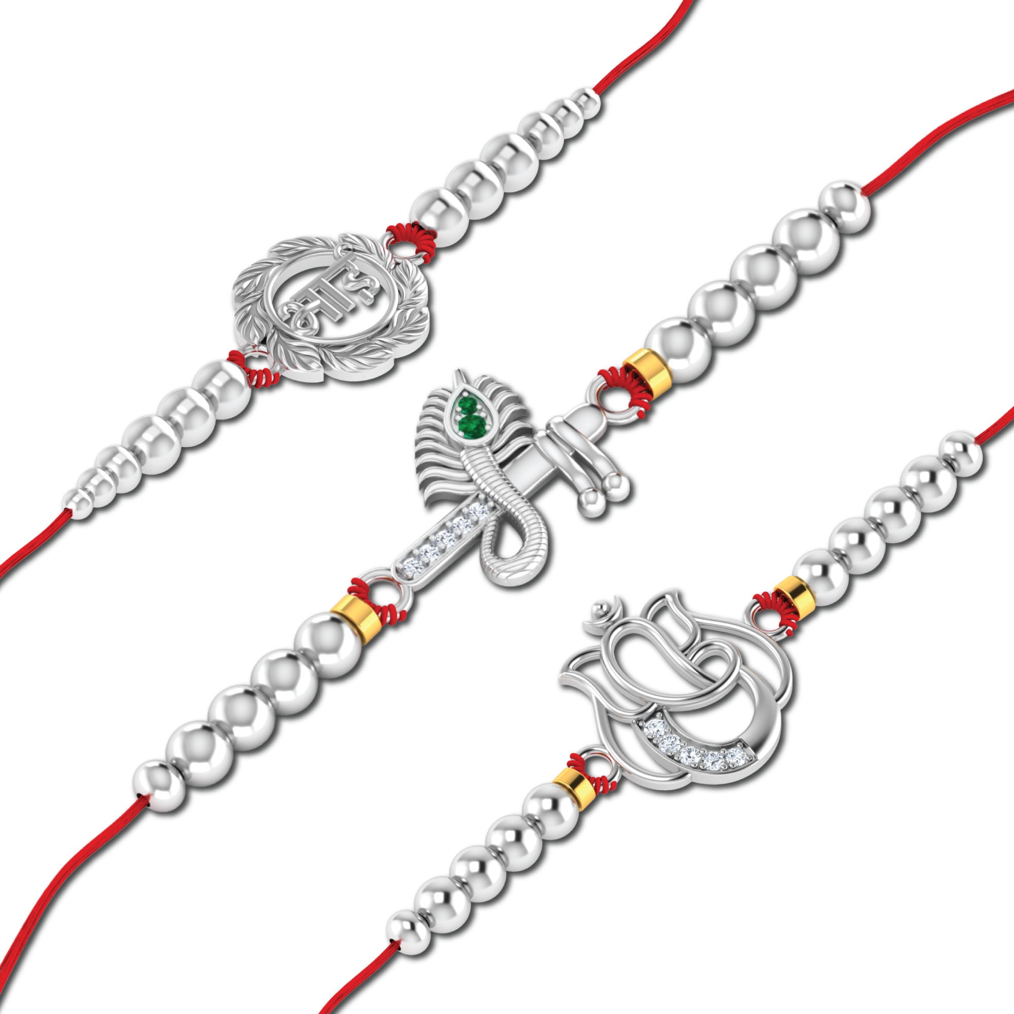 Lords Jewels Silver Rakhi for Raksha Bandhan Pack of 3