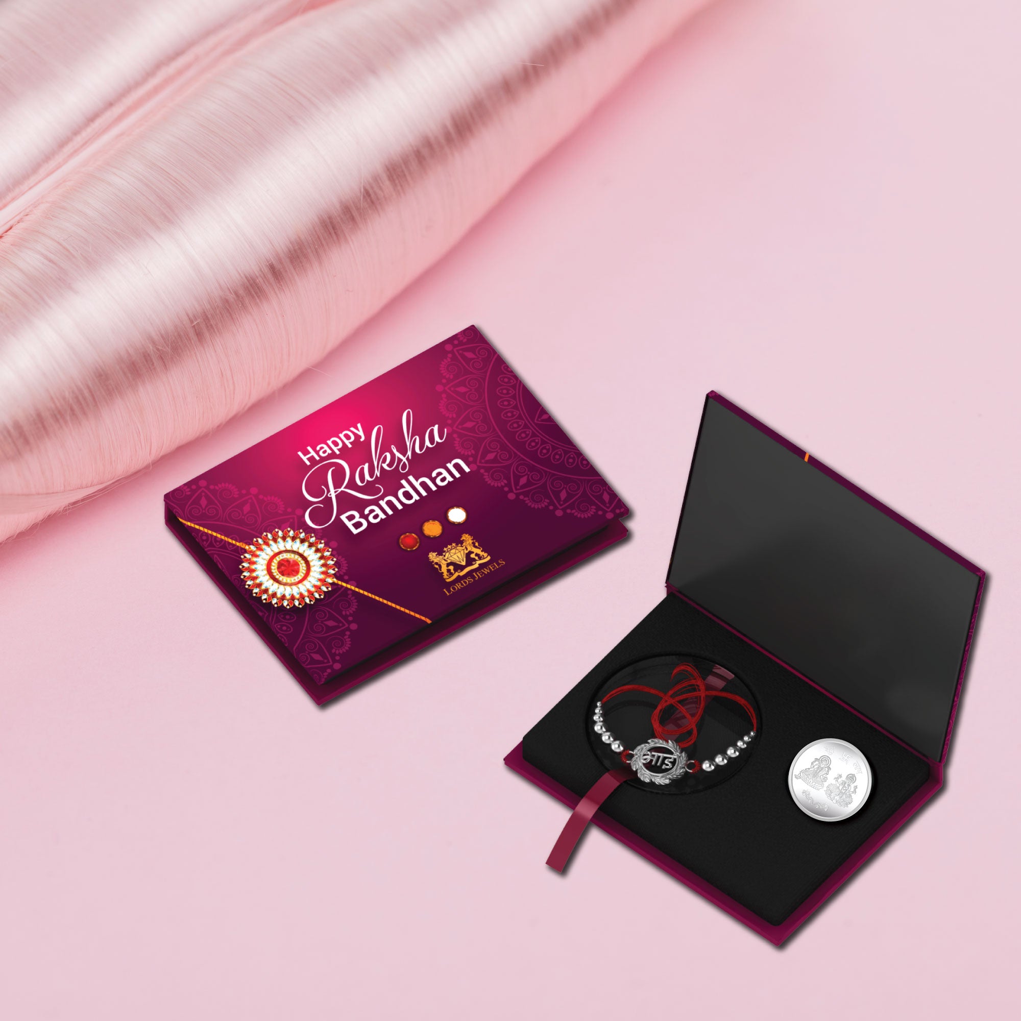 Lords Jewels Spirit of Brotherhood Silver Rakhi (SR002) + 5 Grams 999 Purity Silver Coin Raksha Bandhan Combo