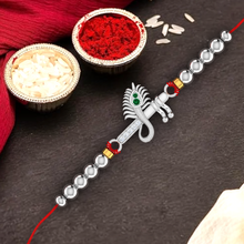 Lords Jewels Hare Rama Hare Kishna Silver Rakhi (SR003) + 5 Grams 999 Purity Silver Coin Raksha Bandhan Combo