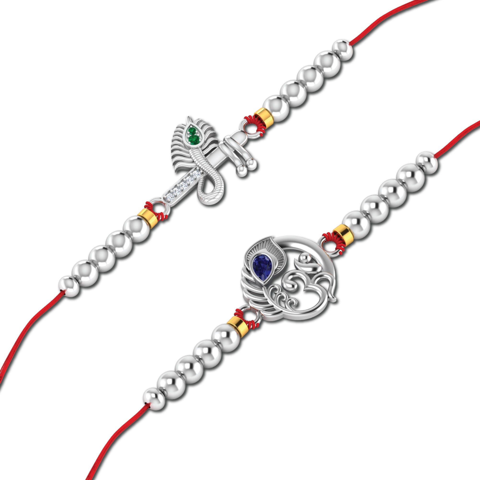 Lords Jewels Silver Rakhi for Raksha Bandhan Pack of 2