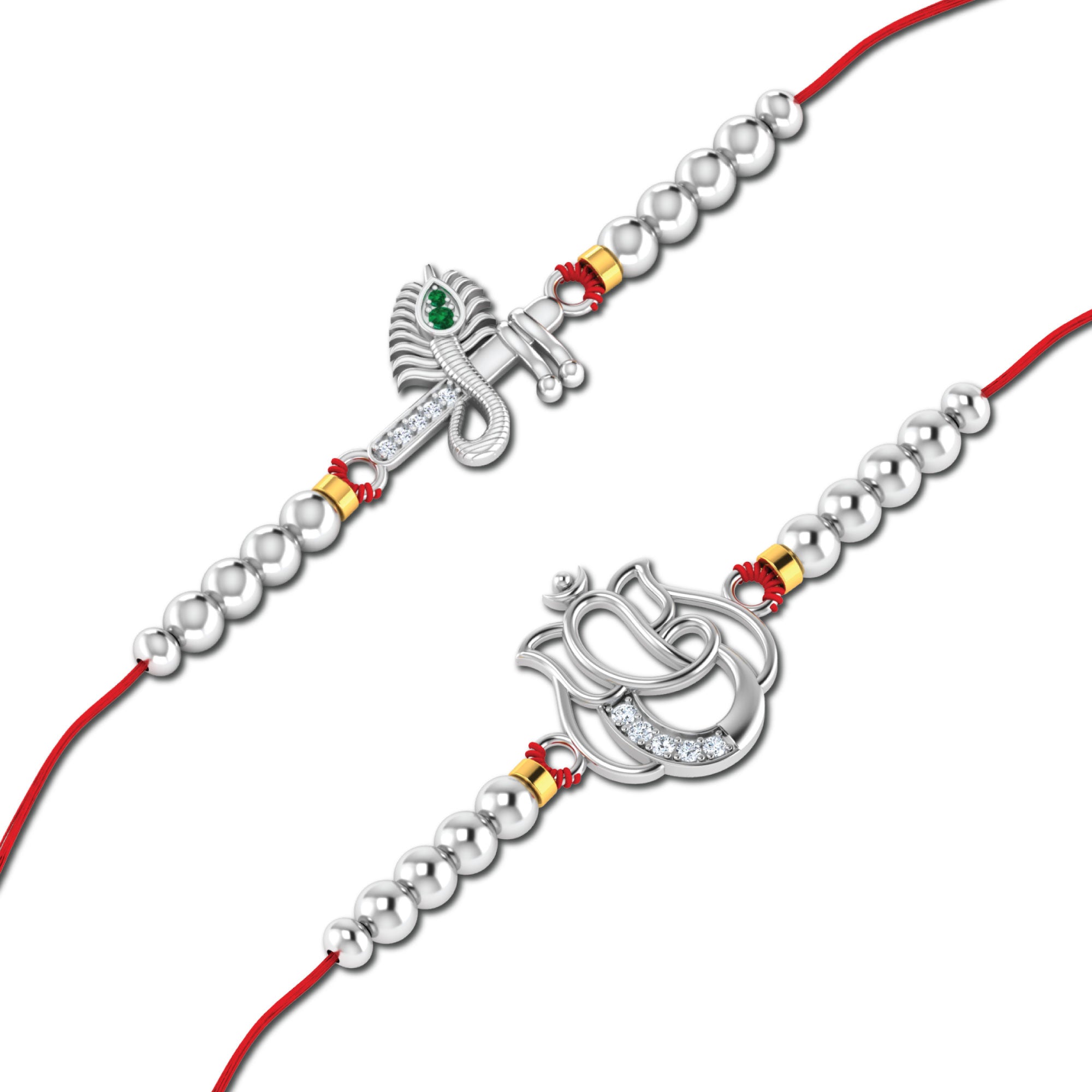 Lords Jewels Silver Rakhi for Raksha Bandhan Pack of 2