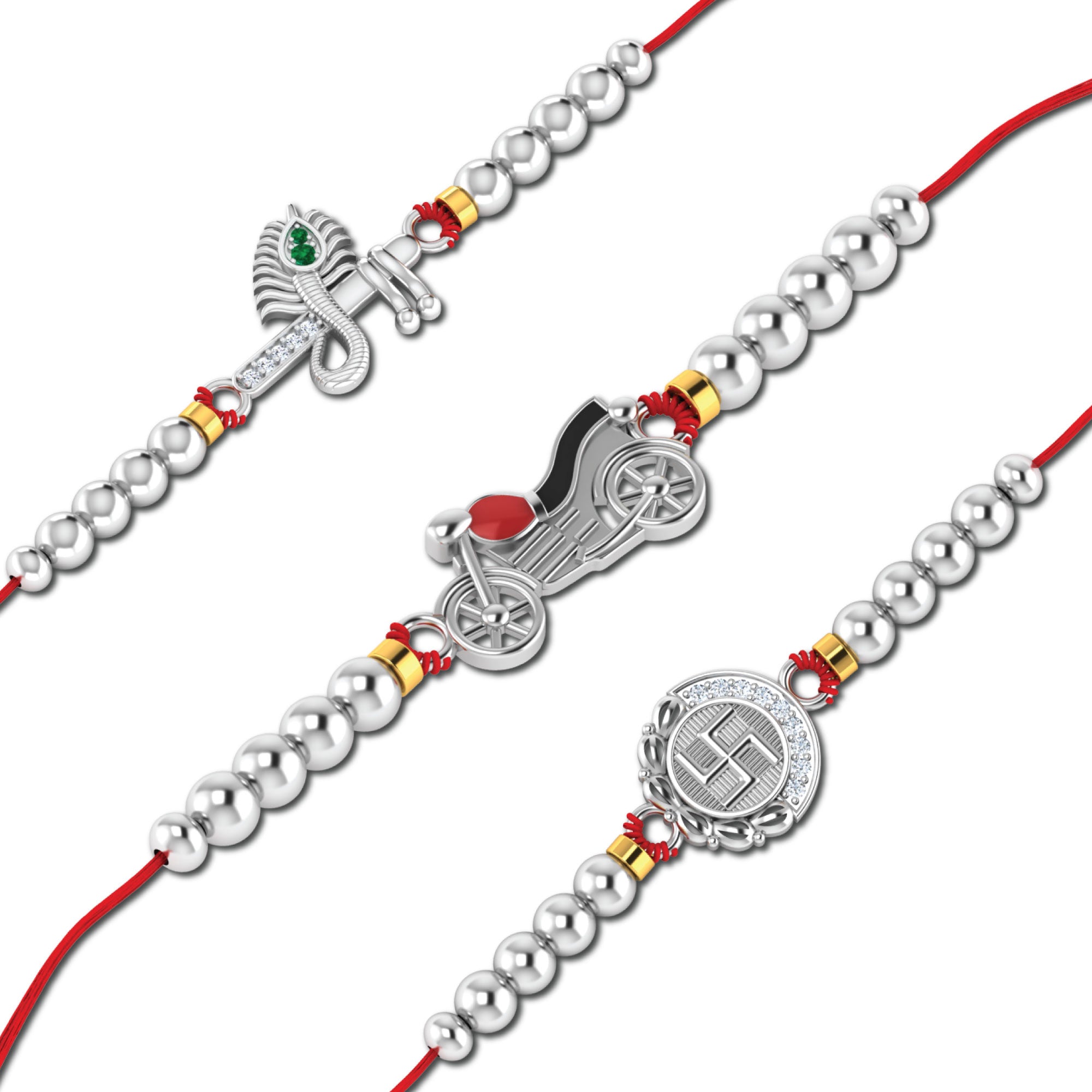 Lords Jewels Silver Rakhi for Raksha Bandhan Pack of 3