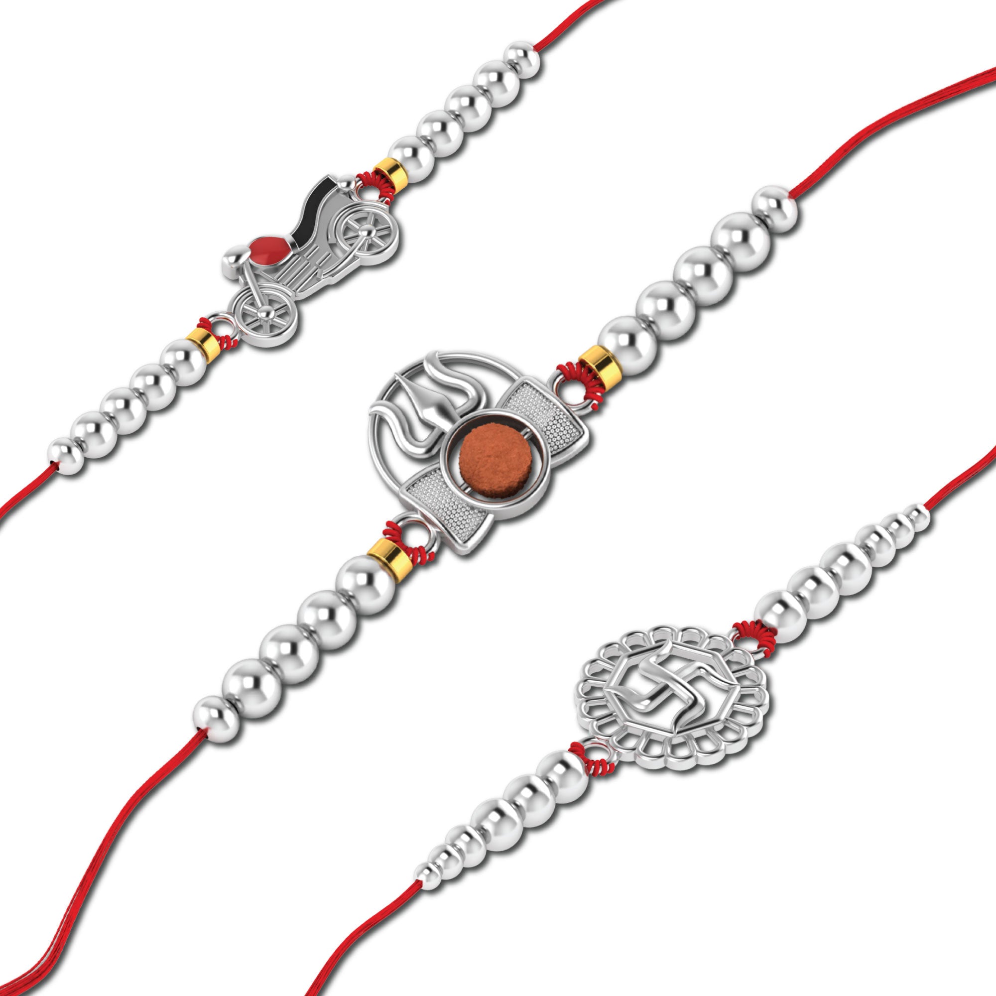 Lords Jewels Silver Rakhi for Raksha Bandhan Pack of 3