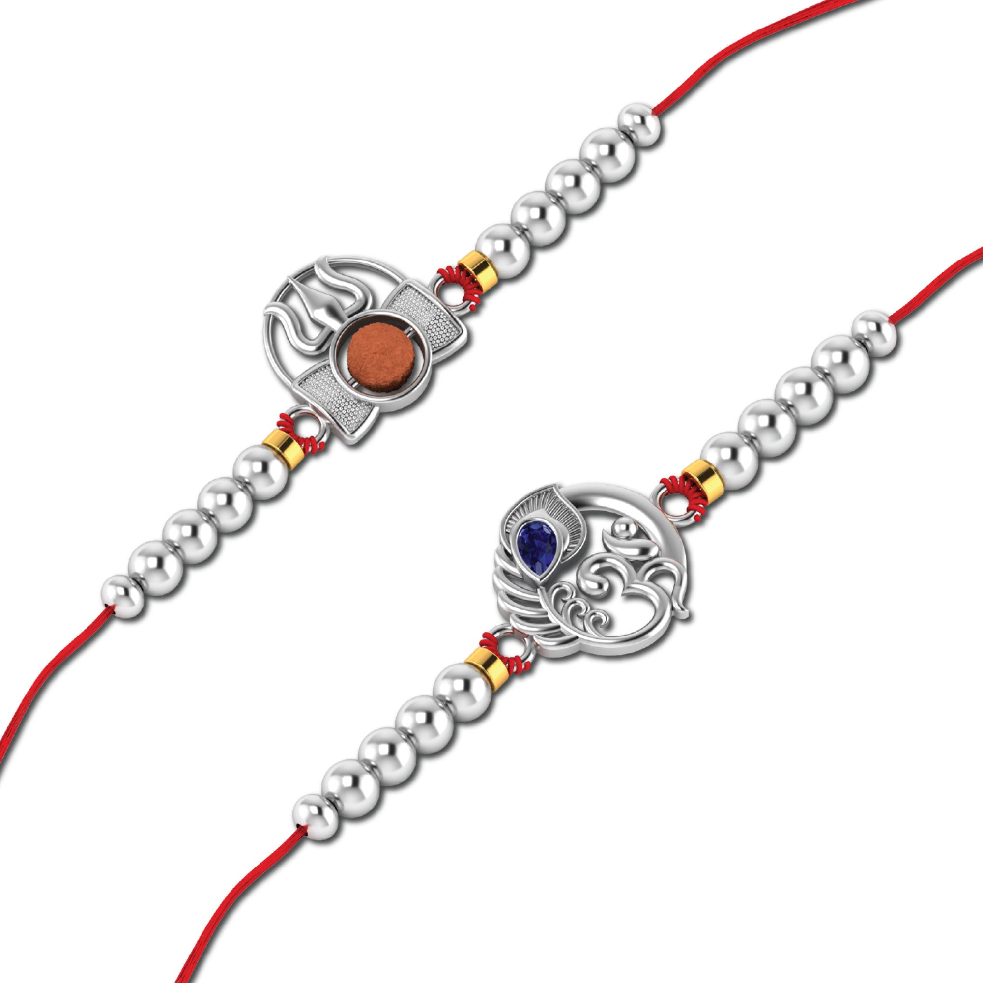 Lords Jewels Silver Rakhi for Raksha Bandhan Pack of 2