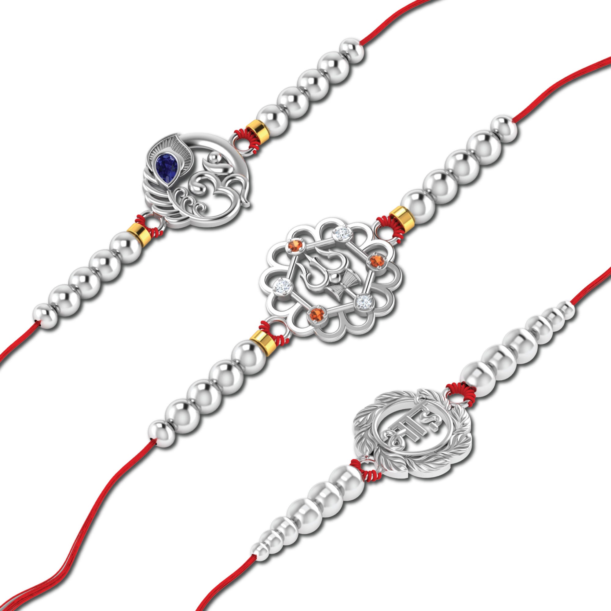 Lords Jewels Silver Rakhi for Raksha Bandhan Pack of 3