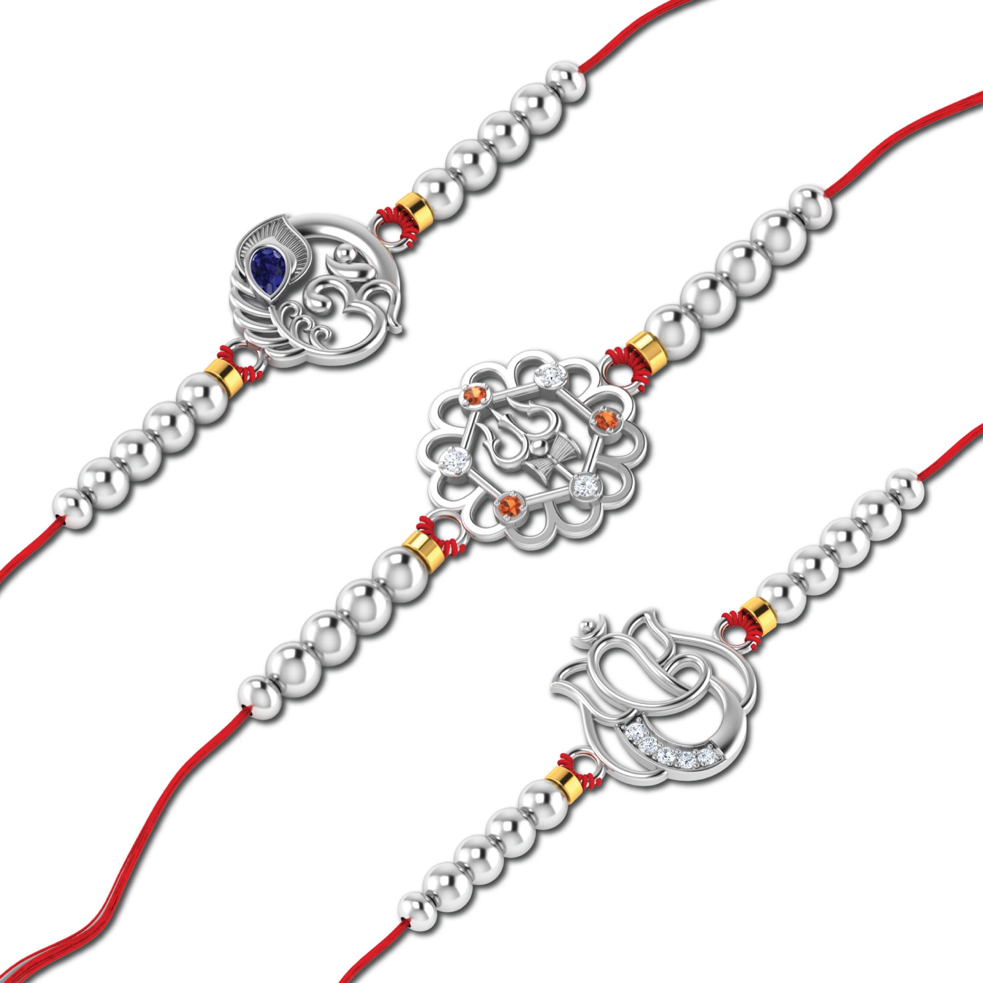 Lords Jewels Silver Rakhi for Raksha Bandhan Pack of 3