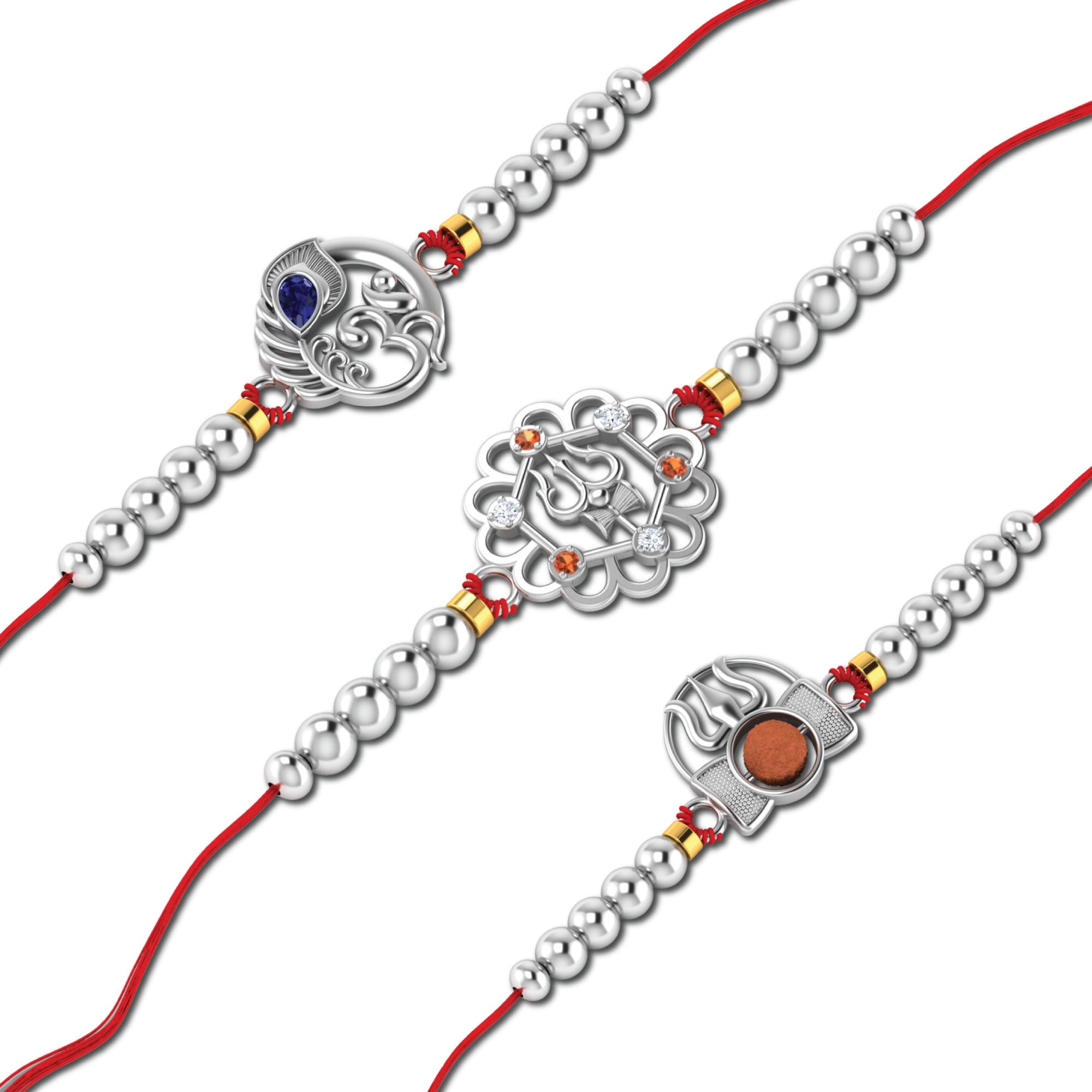 Lords Jewels Silver Rakhi for Raksha Bandhan Pack of 3