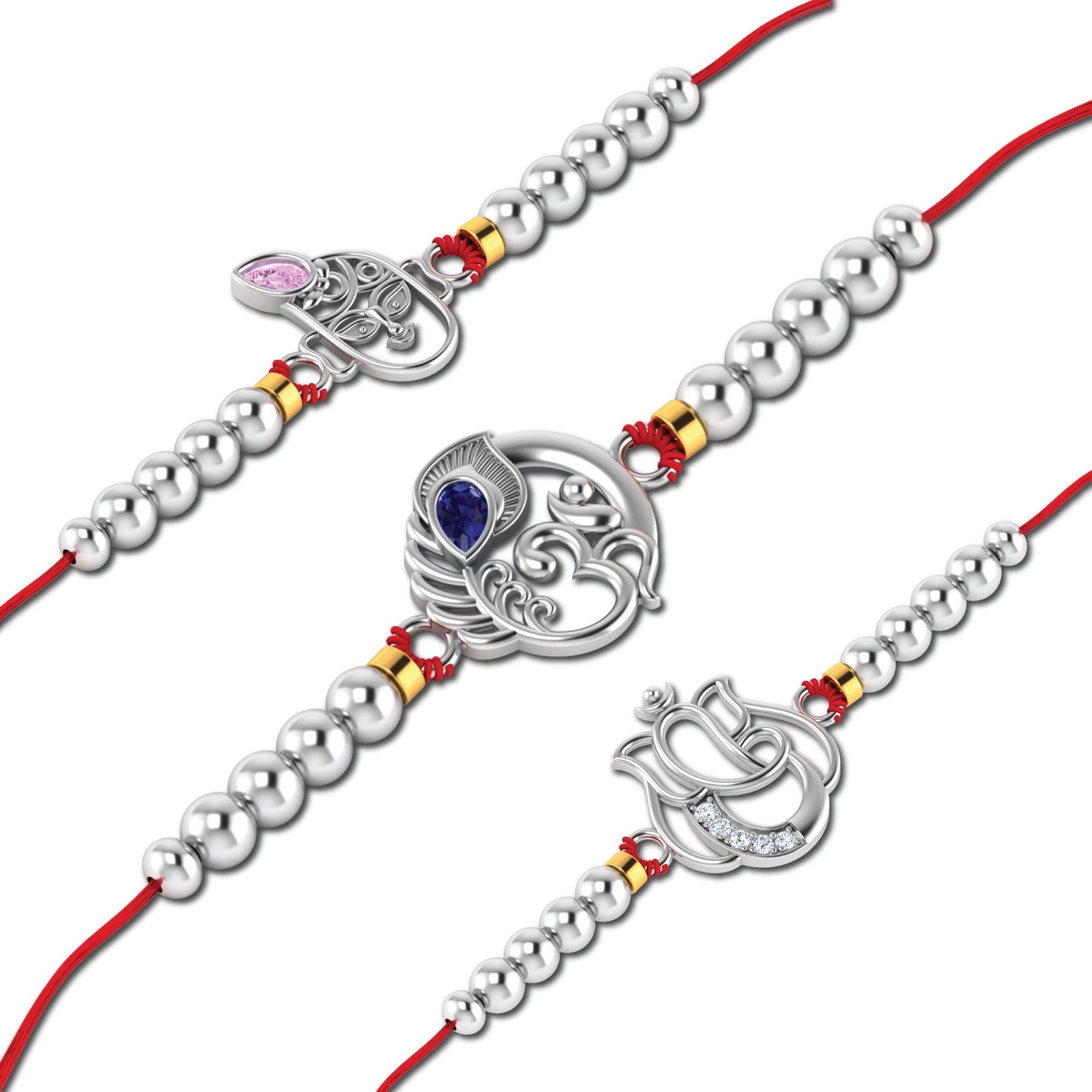 Lords Jewels Silver Rakhi for Raksha Bandhan Pack of 3