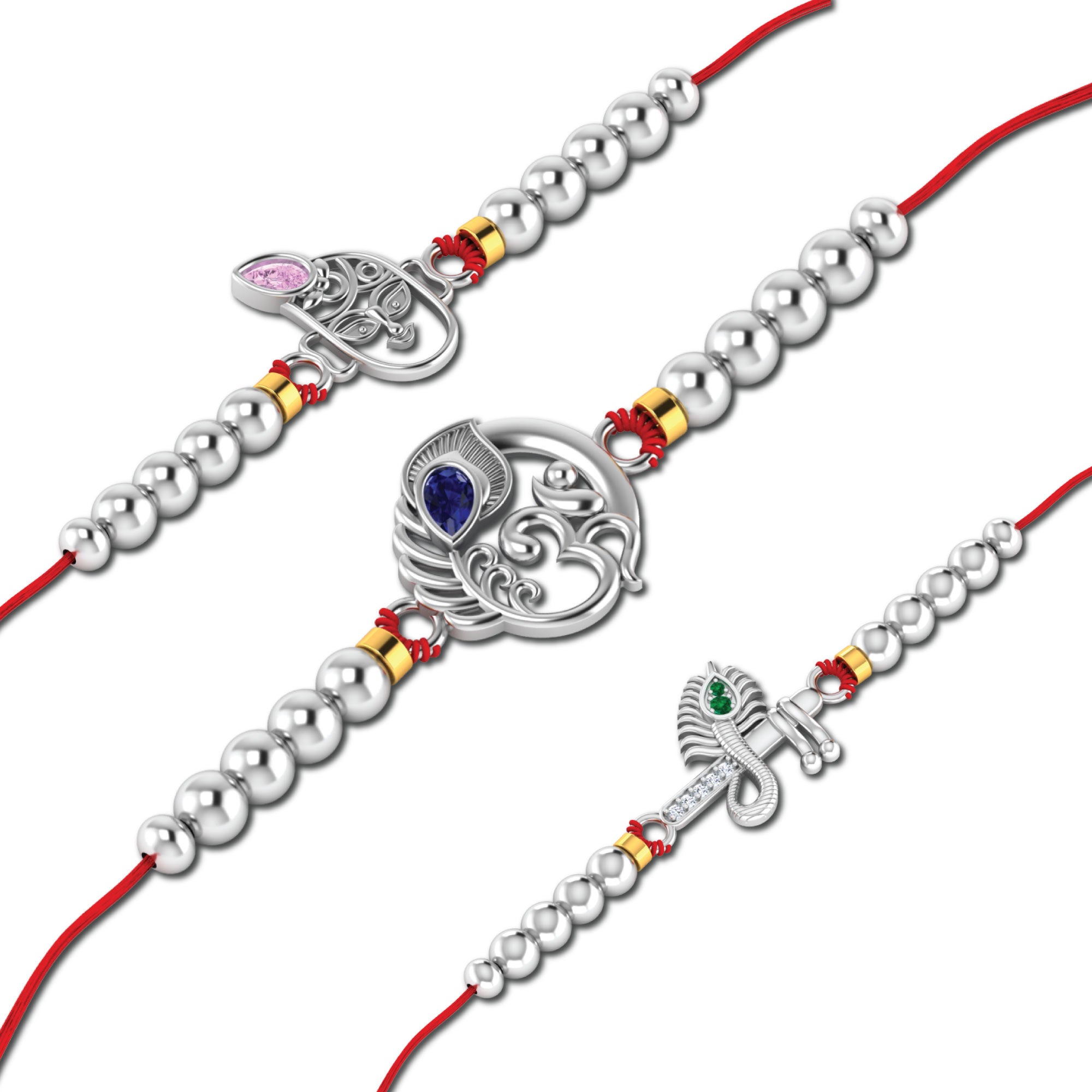 Lords Jewels Silver Rakhi for Raksha Bandhan Pack of 3