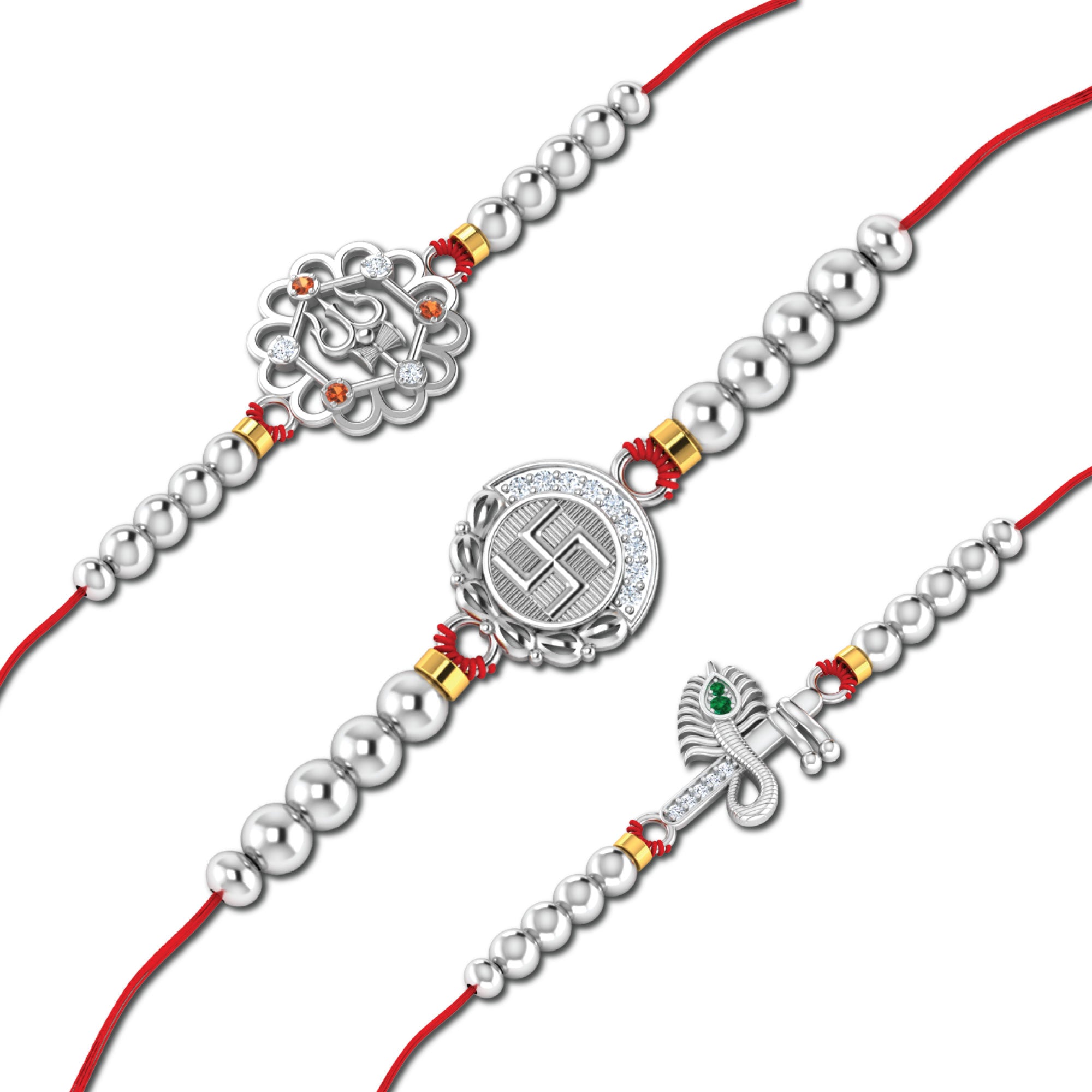Lords Jewels Silver Rakhi for Raksha Bandhan Pack of 3