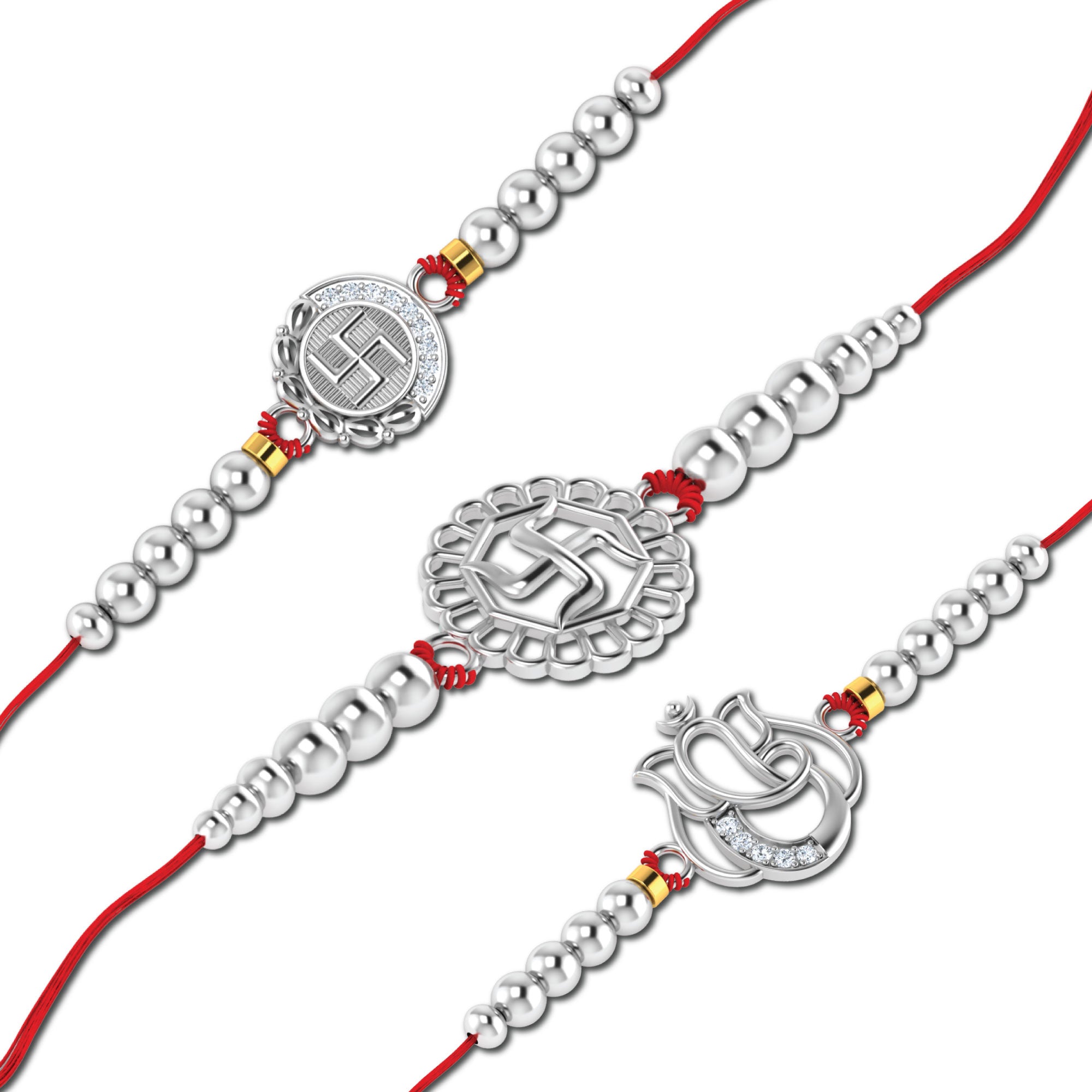 Lords Jewels Silver Rakhi for Raksha Bandhan Pack of 3