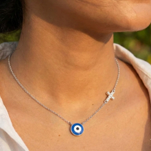 LORDS JEWELS 92.5 Evil Eye Silver Pendant with Chain