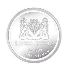 Lords Jewels Lord Ganesha Silver Rakhi (SR006) + 5 Grams 999 Purity Silver Coin Combo