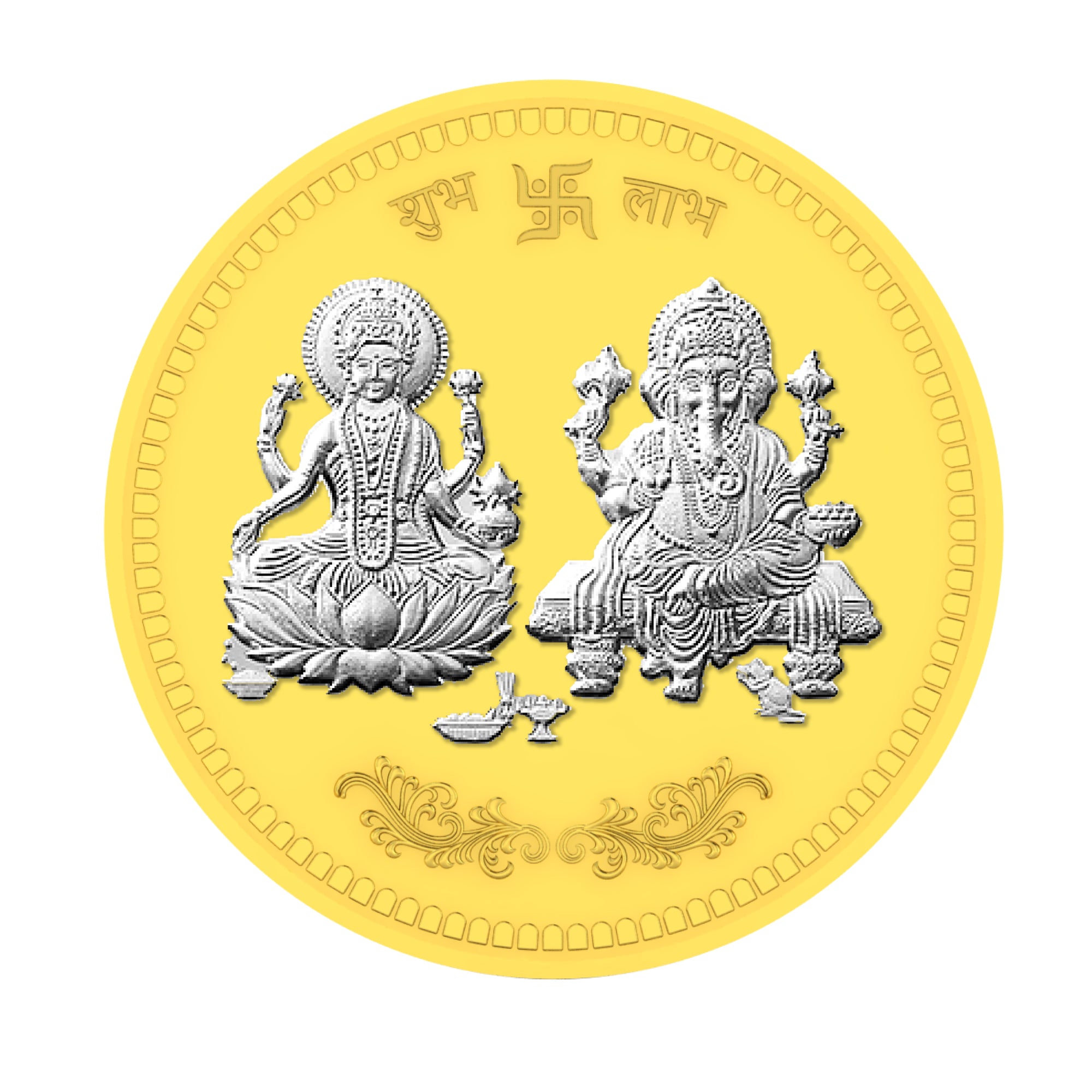 Laxmi Ganesh Ji Gold Plated Silver Coins 50 GM