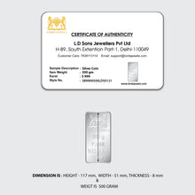 500 Grams 999 Purity Silver Bar lordsjewels