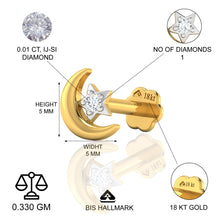 Moon Star Love Story Diamond Nose Pin lordsjewels