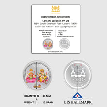10 Laxmi Ganesh Ji (Coloured) Grams Silver Coin 999 Purity lordsjewels