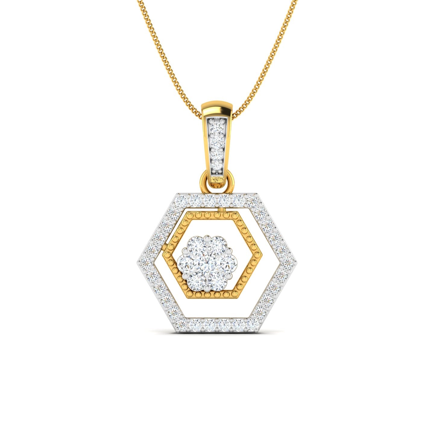 Hexagun Cutout Diamond Pendant