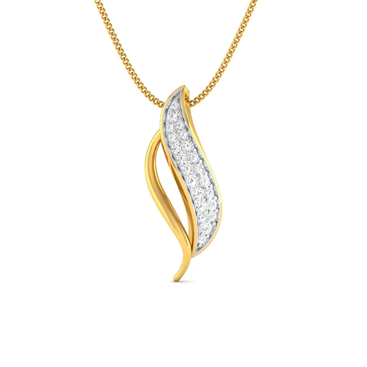 Curved Diamond Leaf Pendant