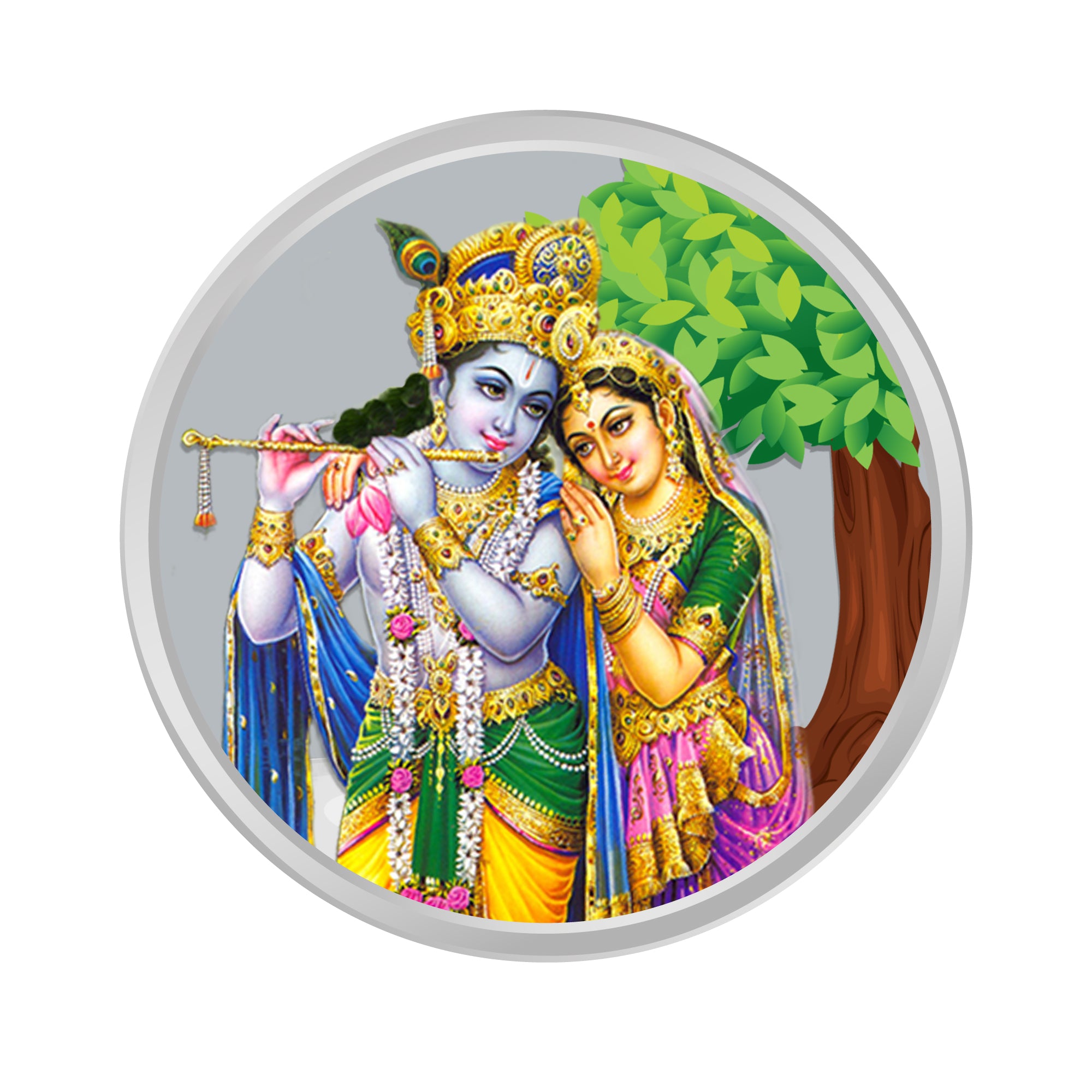 Purity of Love Radha Krishna Silver Coin 999 Purity 20 Grams Precious Gift
