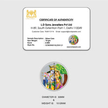 Purity of Love Radha Krishna Silver Coin 999 Purity 10 Grams Precious Gift lordsjewels