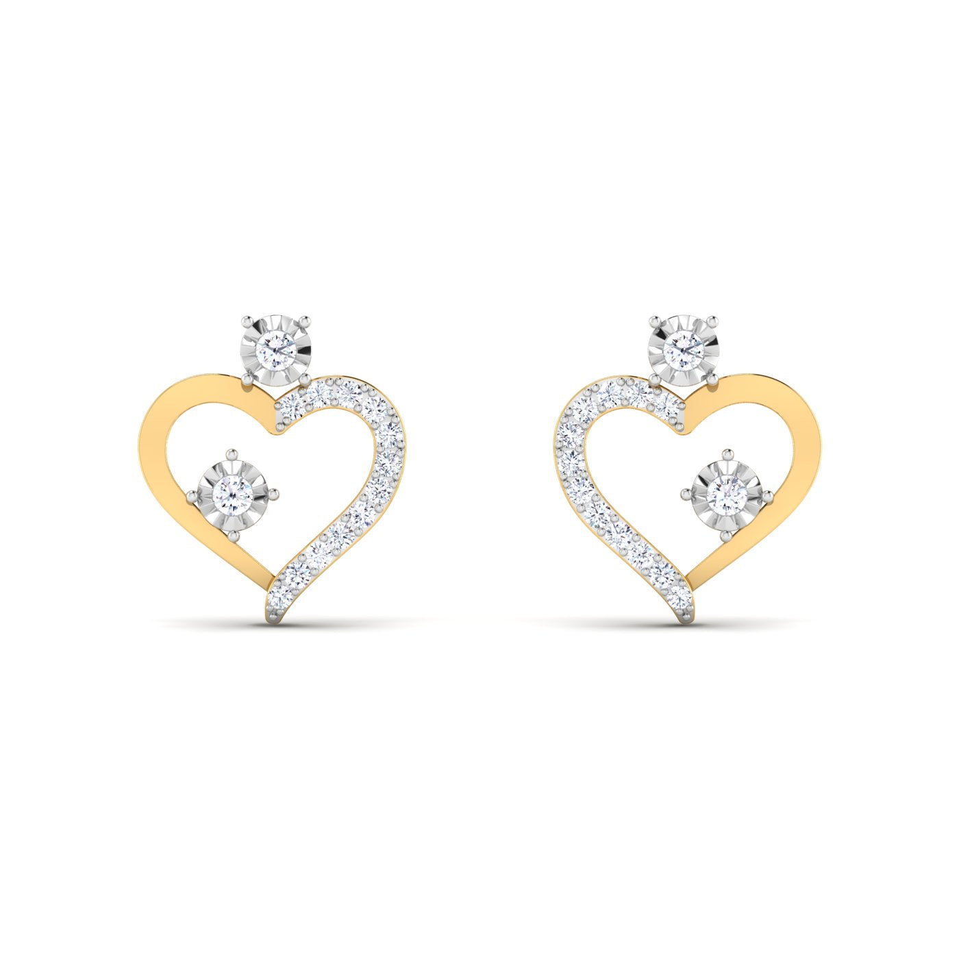 Half Heart Diamond Earring