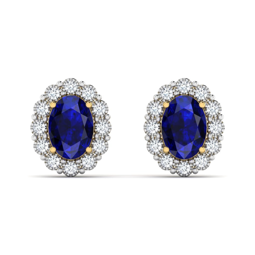 Blue Sapphire Diamond Star Earrings