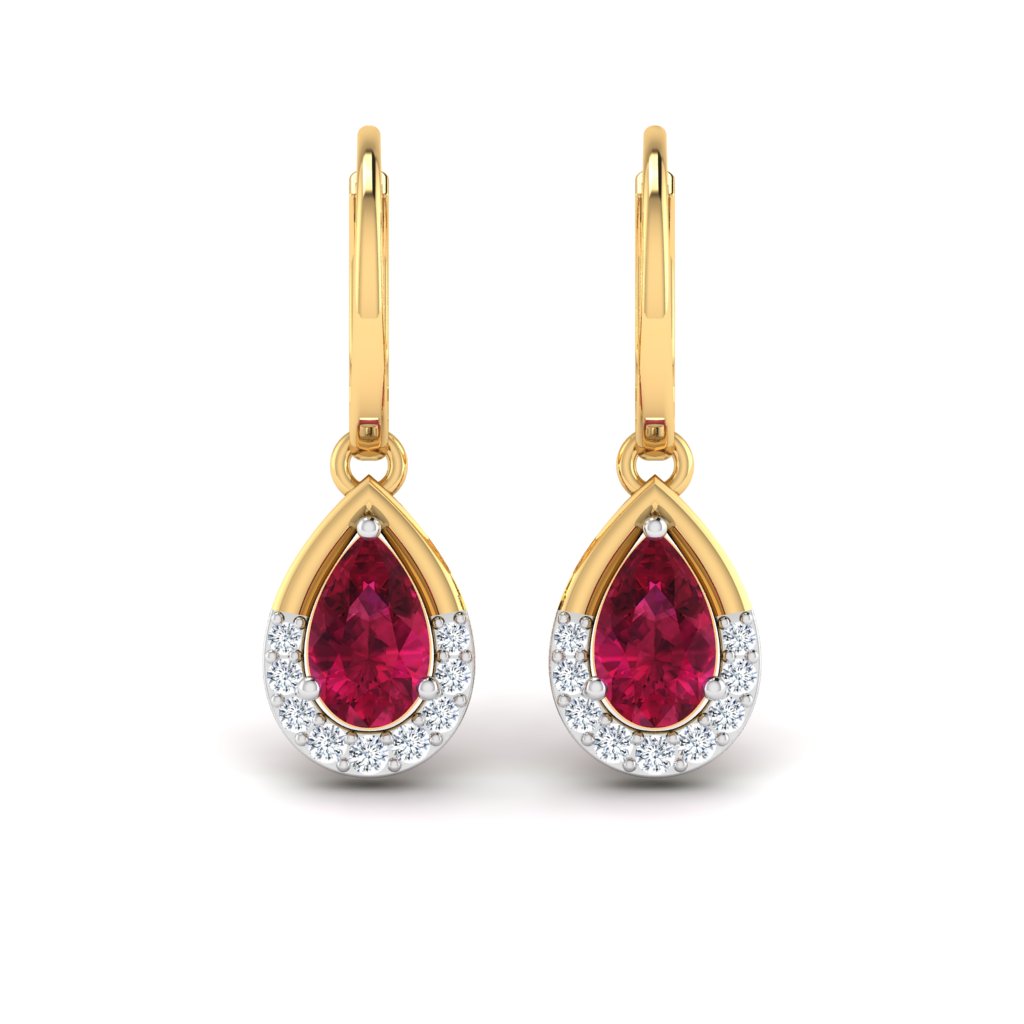 Drop of Red Sapphire Earring